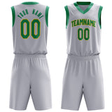 Custom White Green Solid Color Basketball Jersey