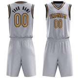 Custom White Old-Gold Solid Color Basketball Jersey