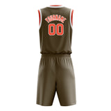 Custom Olive Orange Solid Color Basketball Jersey