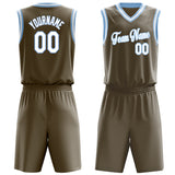 Custom Olive White Solid Color Basketball Jersey