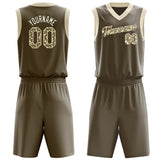 Custom Olive Camo Solid Color Basketball Jersey