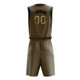 Custom Olive Camo Solid Color Basketball Jersey