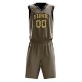 Custom Olive Camo Solid Color Basketball Jersey