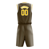 Custom Olive Yellow Solid Color Basketball Jersey