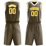 Custom Olive Yellow Solid Color Basketball Jersey