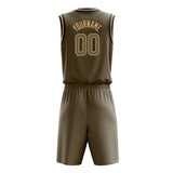 Custom Olive Old-Gold Solid Color Basketball Jersey