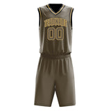 Custom Olive Old-Gold Solid Color Basketball Jersey