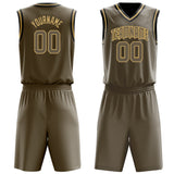 Custom Olive Old-Gold Solid Color Basketball Jersey