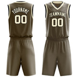 Custom Olive Cream Solid Color Basketball Jersey