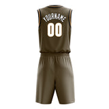 Custom Olive White Solid Color Basketball Jersey