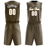 Custom Olive White Solid Color Basketball Jersey