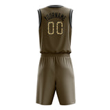 Custom Olive Camo Solid Color Basketball Jersey