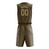 Custom Olive Camo Solid Color Basketball Jersey