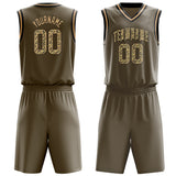 Custom Olive Camo Solid Color Basketball Jersey