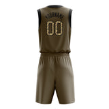 Custom Olive Camo Solid Color Basketball Jersey