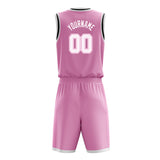 Custom Pink White Solid Color Basketball Jersey