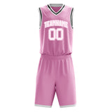 Custom Pink White Solid Color Basketball Jersey