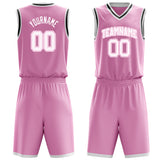 Custom Pink White Solid Color Basketball Jersey