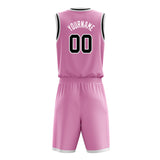 Custom Pink Black Solid Color Basketball Jersey