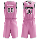 Custom Pink Black Solid Color Basketball Jersey