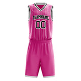 Custom Pink Black Pinstripe Basketball Jersey