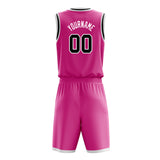 Custom Pink Black Solid Color Basketball Jersey