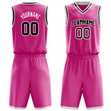 Custom Pink Black Solid Color Basketball Jersey