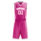 Custom Pink White Solid Color Basketball Jersey