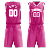 Custom Pink White Solid Color Basketball Jersey