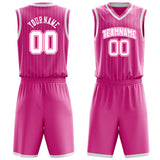 Custom Pink White Pinstripe Basketball Jersey