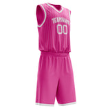 Custom Pink White Pinstripe Basketball Jersey