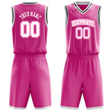 Custom Pink White Pinstripe Basketball Jersey