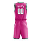 Custom Pink White Solid Color Basketball Jersey