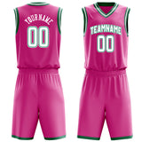 Custom Pink White Solid Color Basketball Jersey