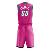 Custom Pink White Solid Color Basketball Jersey