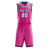 Custom Pink White Solid Color Basketball Jersey