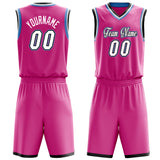 Custom Pink White Solid Color Basketball Jersey