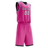 Custom Pink White Solid Color Basketball Jersey