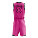 Custom Pink Black Solid Color Basketball Jersey