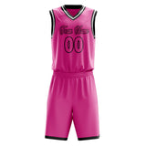 Custom Pink Black Solid Color Basketball Jersey