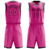 Custom Pink Black Solid Color Basketball Jersey