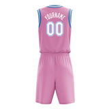 Custom Pink White Solid Color Basketball Jersey