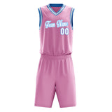 Custom Pink White Solid Color Basketball Jersey