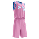 Custom Pink White Solid Color Basketball Jersey