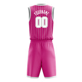 Custom Pink White Pinstripe Basketball Jersey