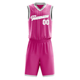 Custom Pink White Pinstripe Basketball Jersey