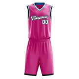 Custom Pink White Solid Color Basketball Jersey