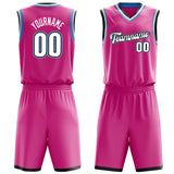 Custom Pink White Solid Color Basketball Jersey