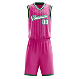 Custom Pink White Pinstripe Basketball Jersey