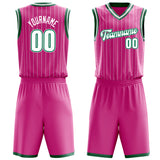 Custom Pink White Pinstripe Basketball Jersey